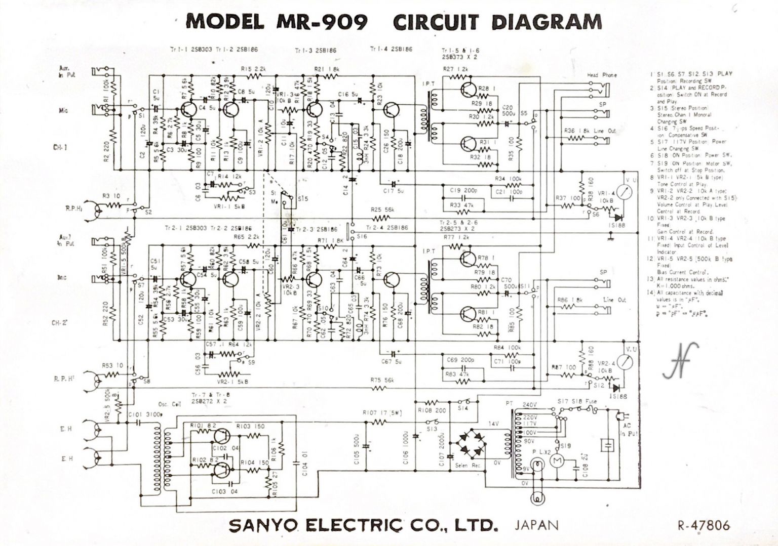 Recapping registratore a nastro Sanyo MR909 Amedeo Valoroso