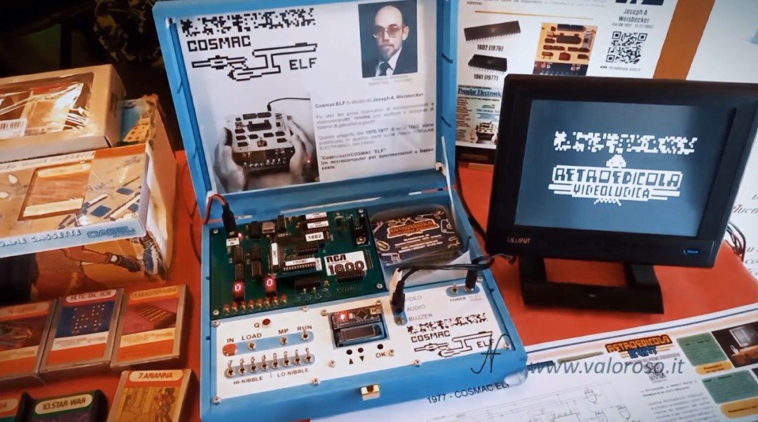 Cosmac ELF, RCA 1802, Joseph A Weisbecker, modern replica, 8-bit microprocessor, DIY computer, assembly box