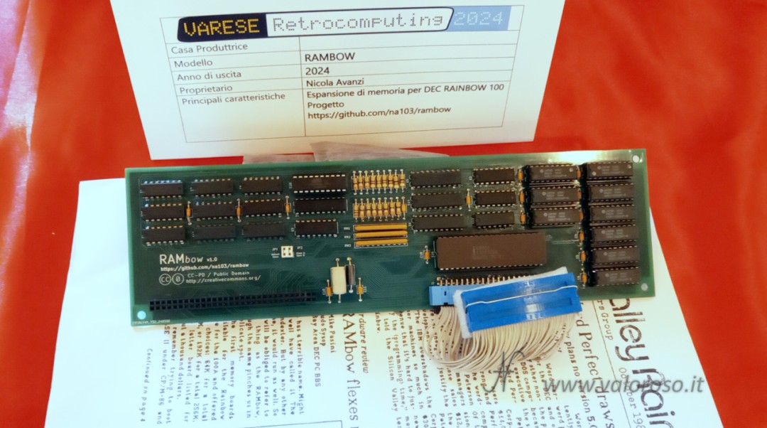 DEC Rainbow 100, RAM memory expansion by Nicola Avanzi, 896 KB, Intel 8088, RAMbow v1.0