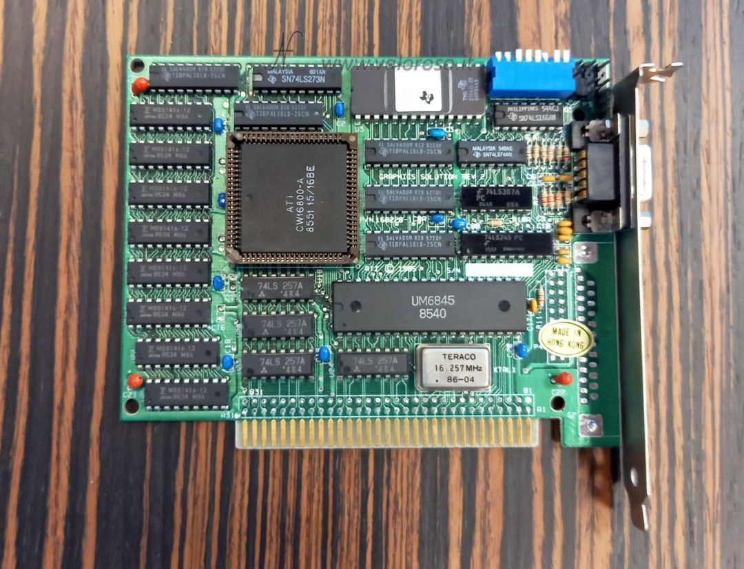 Scheda video ISA 8 bit, ATI CW16800-A, 64 KB RAM, MDA, CGA, Hercules