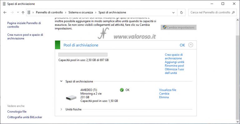 Spazi Di Archiviazione Di Windows 10 Mirroring - Amedeo Valoroso